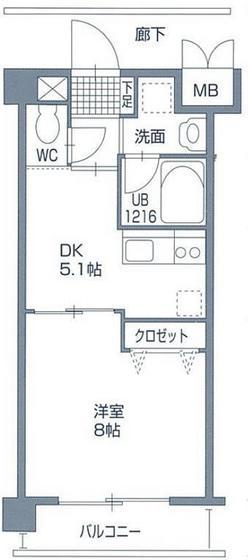COCO学南町(1DK/1階)の間取り写真
