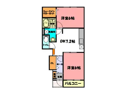 ラフレシールⅡ(2DK/1階)の間取り写真