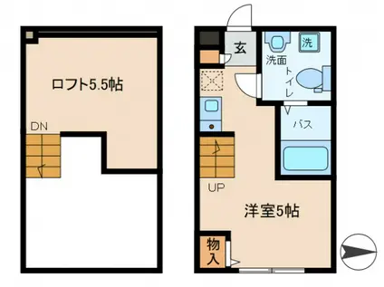 ワイルームIII(ワンルーム/2階)の間取り写真