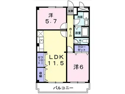 ベイビレッジINOUE(2LDK/2階)の間取り写真