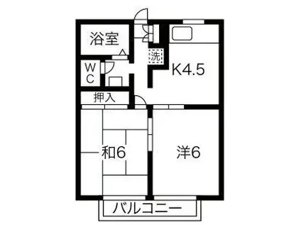 ヴィラクレストA(2DK/2階)の間取り写真