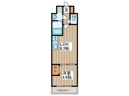 BLESSED LIFE上杉(1LDK/4階)の間取り写真
