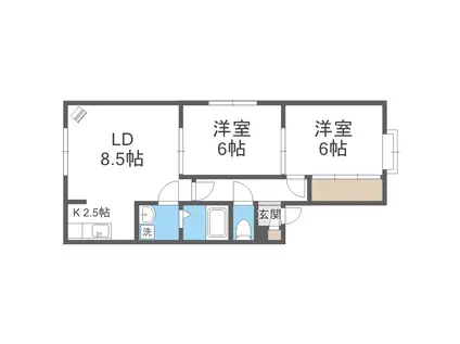  メイユール星野C MEIYURU HOSHINO(2LDK/1階)の間取り写真