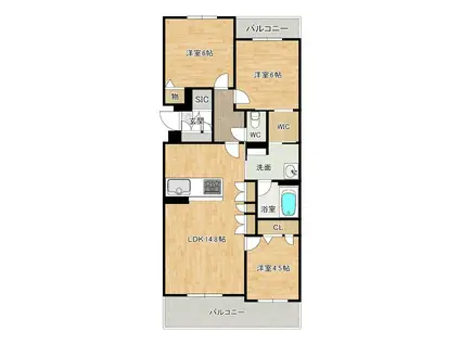 シャーメゾンステージ新成(3LDK/3階)の間取り写真