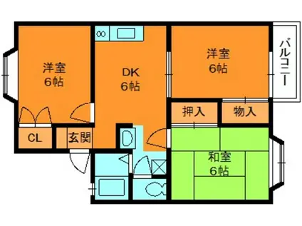 グレースピアA・B(3DK/2階)の間取り写真