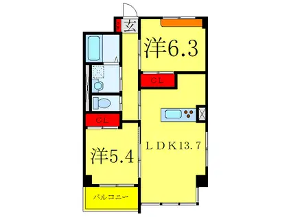 REGALIA(2LDK/4階)の間取り写真