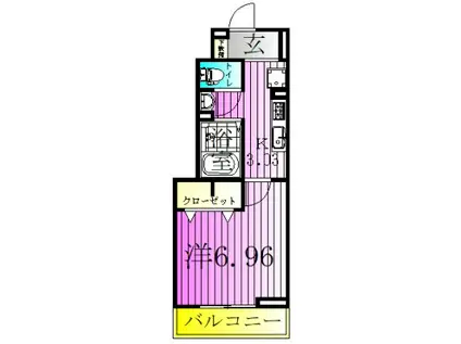 NSハイツ3 暁(1K/1階)の間取り写真