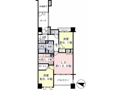 グランドテラス新宿(2LDK/5階)の間取り写真