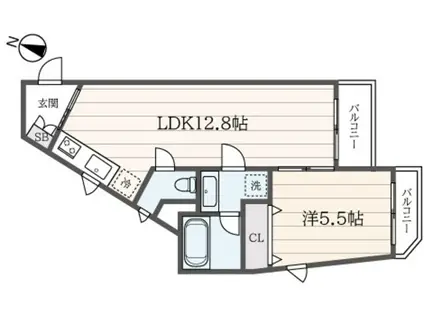 クレール戸塚(1LDK/1階)の間取り写真