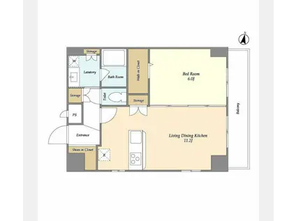 プライマル品川西大井(1LDK/4階)の間取り写真