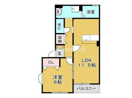第8メゾンアカマB(1LDK/1階)の間取り写真