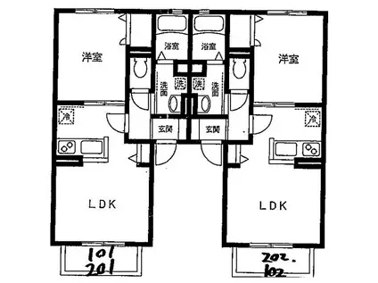 スカイハイツ(1LDK/1階)の間取り写真
