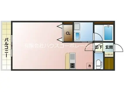 エクシージュ武庫川(ワンルーム/2階)の間取り写真