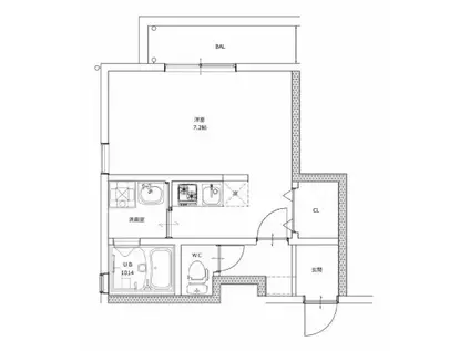 ボスコヴィラ(ワンルーム/2階)の間取り写真
