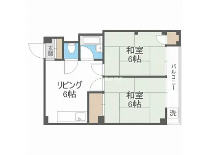 伸晃マンション(2DK/3階)の間取り写真