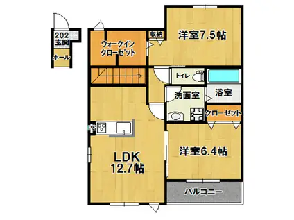 カネエーズ中台C(2LDK/2階)の間取り写真