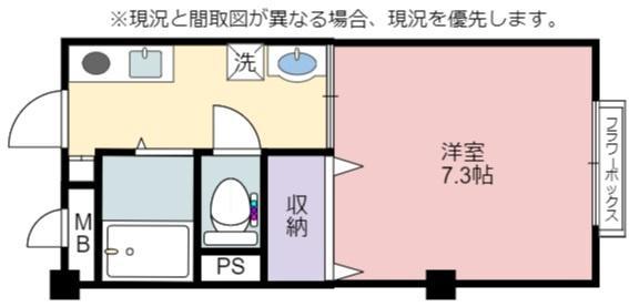 シャトル壱番館(1K/3階)の間取り写真