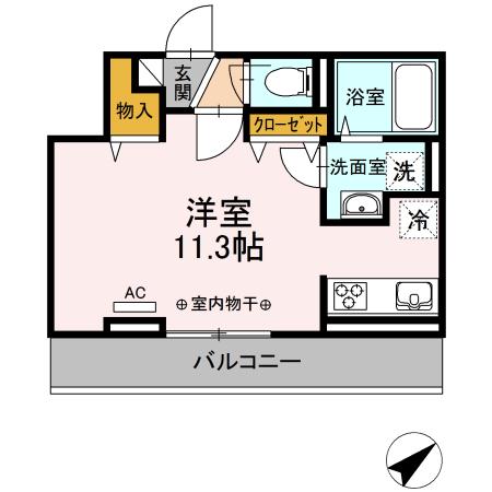 グレイスコート YKY(ワンルーム/2階)の間取り写真
