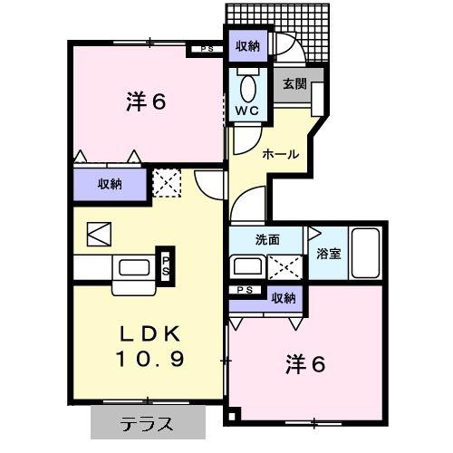 スプレンダーB(2LDK/1階)の間取り写真