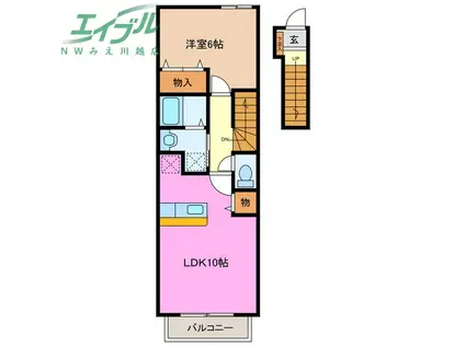ポライトリー(1LDK/2階)の間取り写真