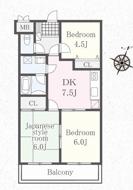 コスモ淵野辺(3DK/3階)の間取り写真
