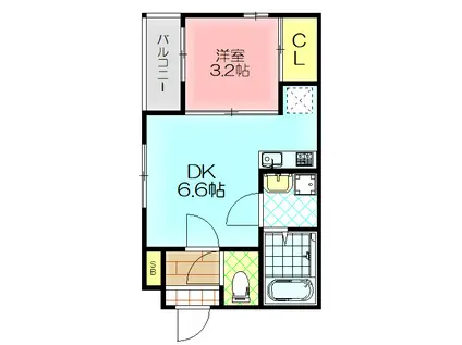 ハーモニーテラス大宮III(1DK/3階)の間取り写真