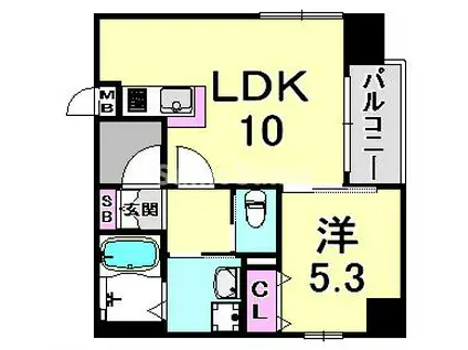 プレサンス三宮ディライト(1LDK/4階)の間取り写真