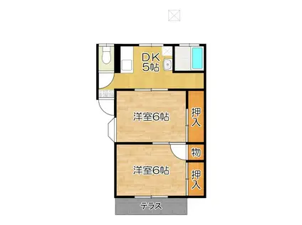 すずかけ第二ハイツ(2DK/1階)の間取り写真