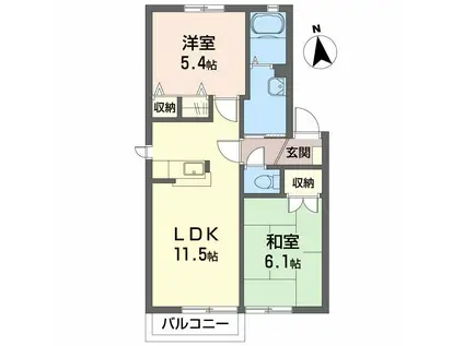 メゾントランキル B棟(2LDK/2階)の間取り写真