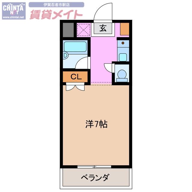 サンマリノ(1K/1階)の間取り写真