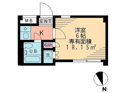 中目黒五番館(1K/1階)の間取り写真