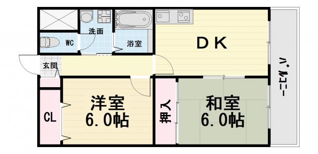 アムールセゾン(2DK/1階)の間取り写真