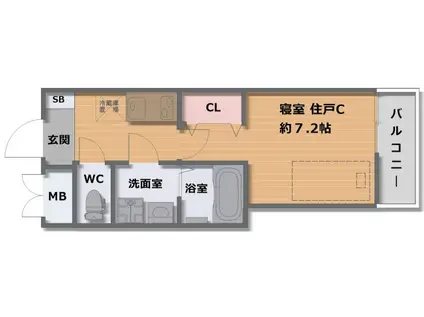 グランデコート壱乃穂(1K/3階)の間取り写真