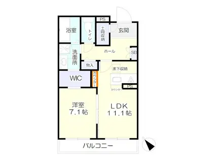 ジヴェルニー奏の杜(1LDK/1階)の間取り写真
