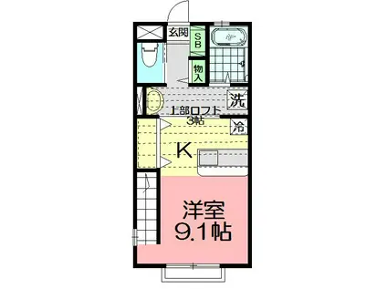 セントアール湘南(1K/2階)の間取り写真