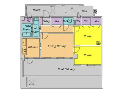 ルミエールあべの(2LDK/6階)の間取り写真