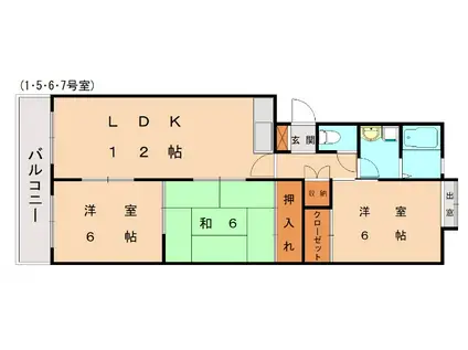 エクセル和白丘(3LDK/1階)の間取り写真