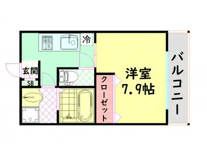 ノエル新町(1K/3階)の間取り写真