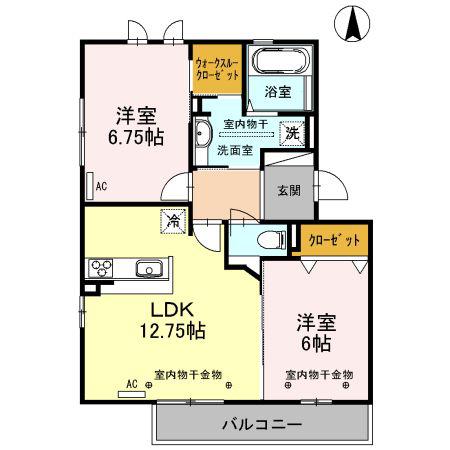 グリシーナ(2LDK/3階)の間取り写真