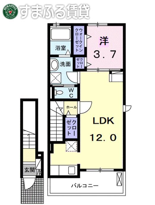 PROGRESS(1LDK/2階)の間取り写真
