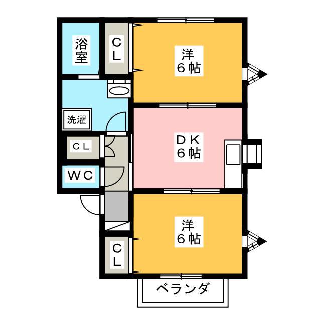 ライラック(2DK/2階)の間取り写真