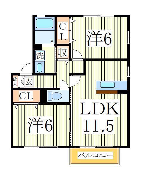 ブルーム(2LDK/1階)の間取り写真