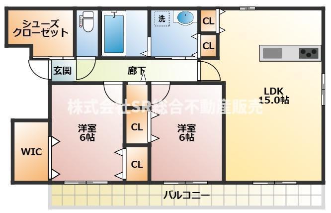 ST.POLARIS瓢箪山(2LDK/1階)の間取り写真