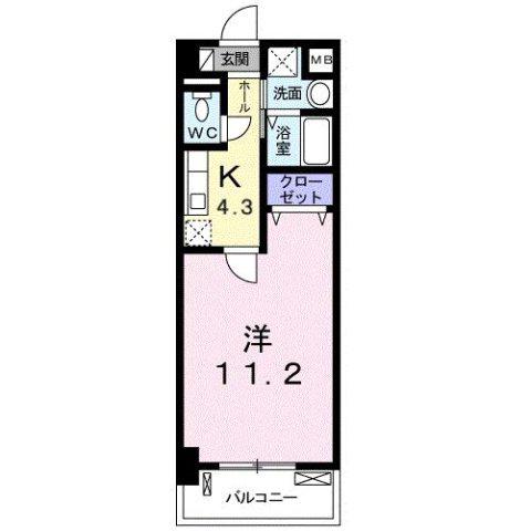 プリマヴェーラ 大原(1K/3階)の間取り写真