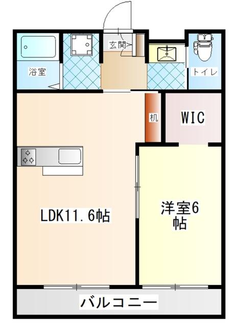 メゾンドシャンブル(1LDK/2階)の間取り写真