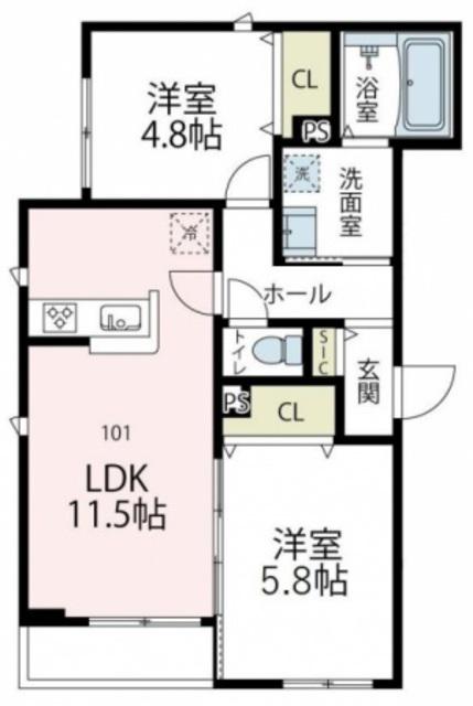 メゾンアイIII(2LDK/1階)の間取り写真
