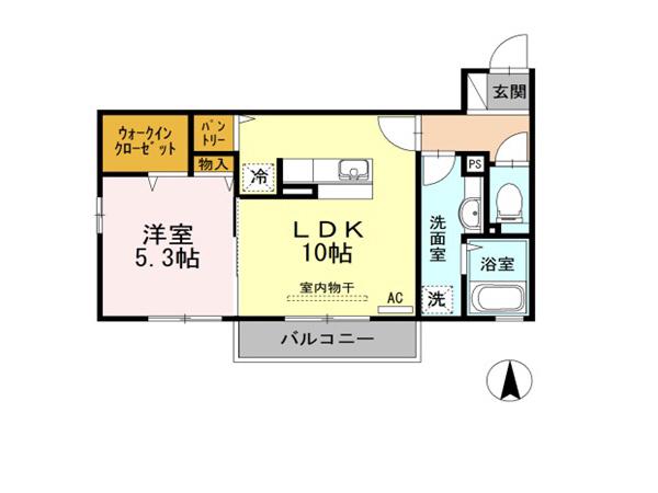 上越新幹線 長岡駅 徒歩20分 3階建 築11年(1LDK/1階)の間取り写真