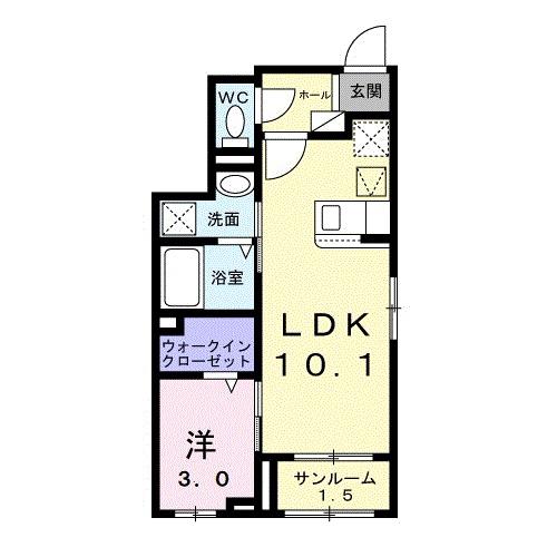 カーサ グラシオッソ 祇園 B(1LDK/1階)の間取り写真