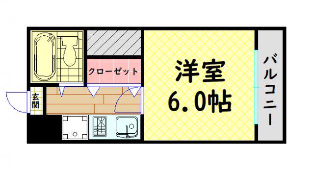 ライズ芦原橋(1K/4階)の間取り写真