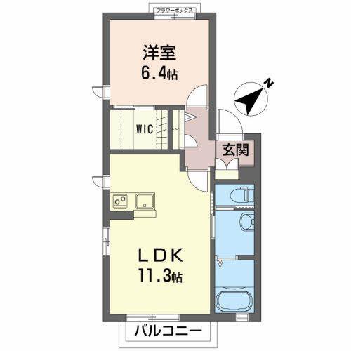 シャーメゾンアルフラット(1LDK/2階)の間取り写真